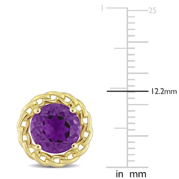 3 3/4 TGW African Amethyst Halo Link Stud Earrings in Yellow Plated
Sterling Silver