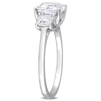 2 3/4 CT TGW Created Moissanite 3-Stone Ring in Sterling Silver