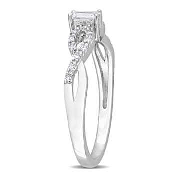 1/5 CT TGW Created White Sapphire and 1/10 CT TW Diamond Open Infinity
Ring in Sterling Silver