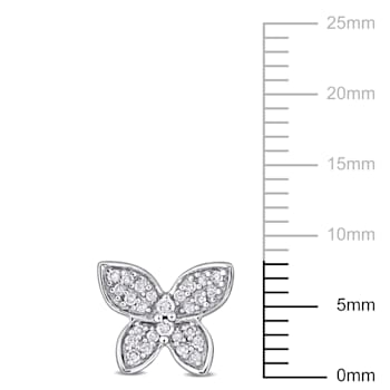1/5 CT TDW Diamond Butterfly Stud Earrings in 10k White Gold