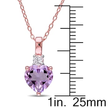 1 4/5 CT TGW Rose de France and Created White Sapphire Pendant in Rose
Plated Sterling Silver
