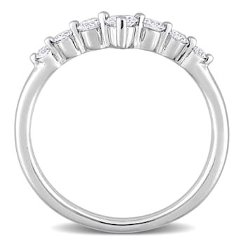 3/8 CT TGW Lab Grown Diamond Chevron Ring in Platinum Plated Sterling Silver