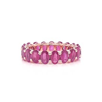 14K Rose Gold Ruby Oval Band Ring