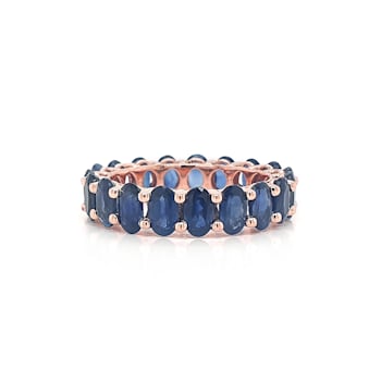 14K White Gold Blue Sapphire Oval Band Ring