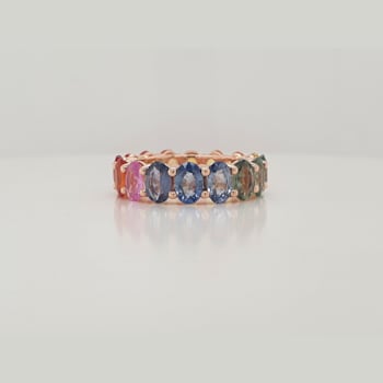 14K Yellow Gold Multi Sapphire Oval Ring
