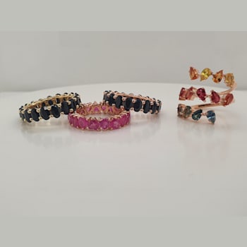 Black Sapphire Oval Band in 14K Yellow Gold