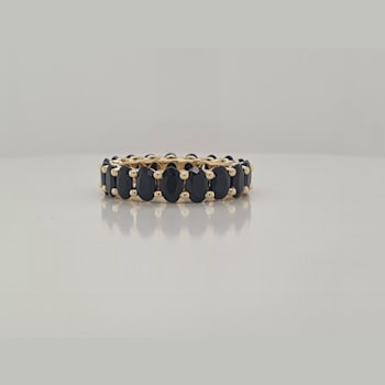 14K Yellow Gold Black Sapphire Oval Ring