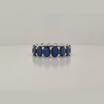 14K White Gold Blue Sapphire Oval Ring