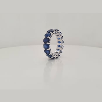 14K White Gold Blue Sapphire Oval Ring