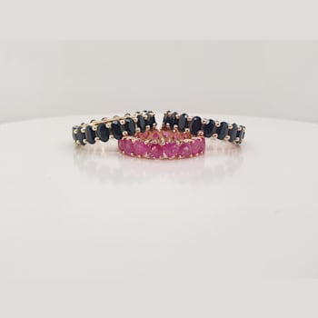 Black Sapphire Oval Band in 14K Yellow Gold