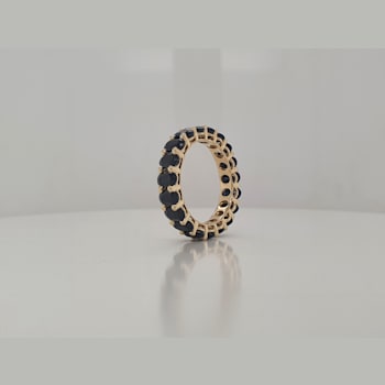Black Sapphire Oval Band in 14K Yellow Gold
