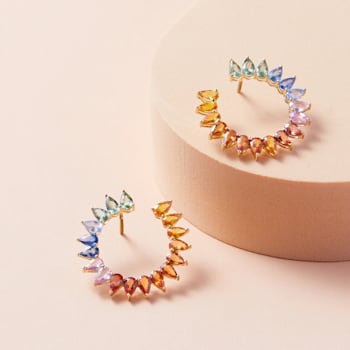 Rainbow Pear Earrings in 14k Gold