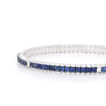ZYDO White Gold Stretch Tennis Bracelet with 4.13cts of Blue Sapphires
and 0.21cts of Diamonds