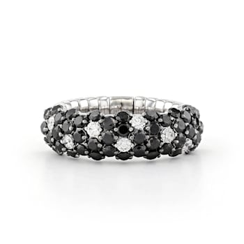 ZYDO White Gold Stretch Dome Ring with 2.26cts of Black and White Diamonds