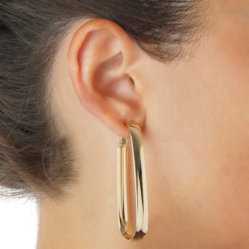 ALBERTO MILANI –MILLENIA  14K Yellow Gold Polished 2 inch Hoop Omega
Back Earrings