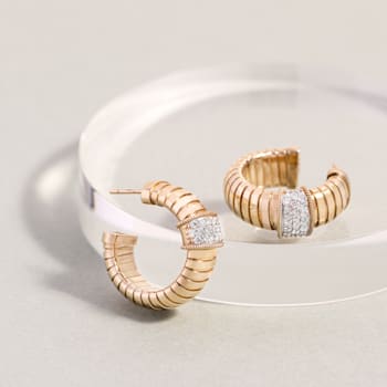 ALBERTO MILANI – PIAZZA MERCANTI, 14K YELLOW GOLD TUBOGAS WITH DIA. EARRINGS