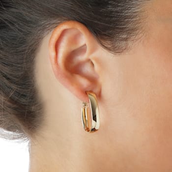 ALBERTO MILANI – MILLENIA, 14K YELLOW GOLD POLISHED 1’’ HOOP EARRINGS