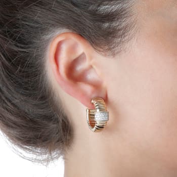 ALBERTO MILANI – PIAZZA MERCANTI, 14K YELLOW GOLD TUBOGAS WITH DIA. EARRINGS