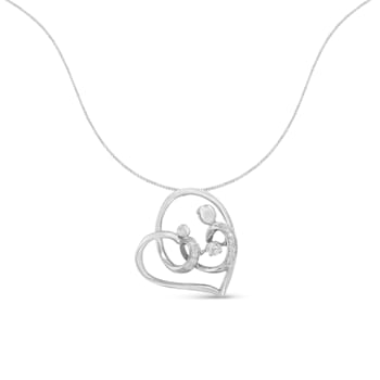 Sterling Silver 1/6ctw Diamond Heart Pendant w\chain (H-I, I1-I2)