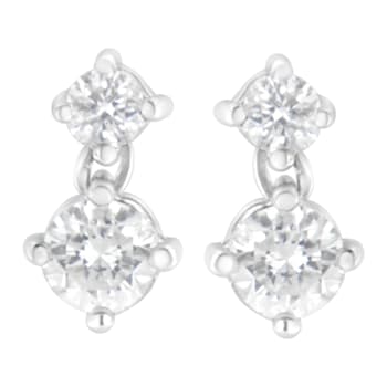 14K White Gold 1.0ctw Double Diamond Stud Earrings
