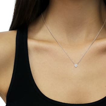 10K White Gold AGS Certified 1/5ctw Diamond Solitaire 16-18"
Necklace (H-I Color, SI1-SI2 Clarity)
