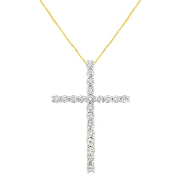 10K Yellow Gold Over Sterling Silver 4.0ctw Diamond Cross Pendant
w\chain 18"