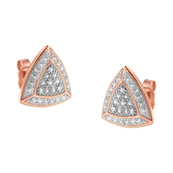 14K Rose Gold Over Sterling Silver Diamond-Accented Trillion 4-Stone
Halo-Style Stud Earrings