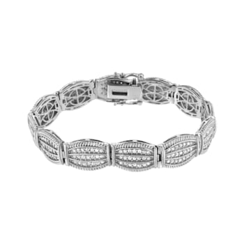 Sterling Silver 3.0ctw Prong Set Diamond Art Deco Style Tennis Bracelet
(I-J Color, I2-I3 Clarity)