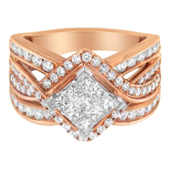 10K Two-Tone Gold Diamond Bypass Cocktail Ring (1 1/2ctw, H-I Color,
I1-I2 Clarity)