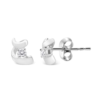 0.10ctw Round Cut Diamond Sterling Silver Earrings