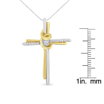 Diamond-Accented Cross 10K Yellow & White Gold Pendant Necklace with
18" Chain