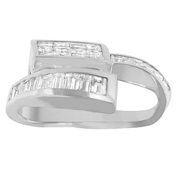 14K White Gold 2ctw Princess and Baguette Cut Diamond Double Loop
Pendant w\chain(G-H, VS1-VS2)