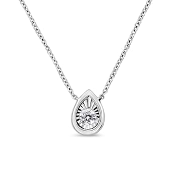 0.10ctw Pear Diamond Miracle-Set Solitaire 10K White Gold Necklace