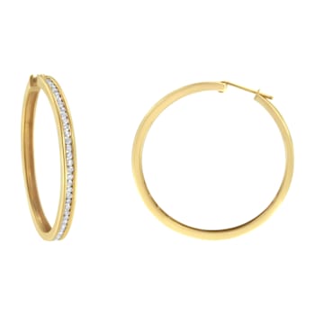10K Yellow Gold 1.0ctw Slim Diamond Hoop Earrings