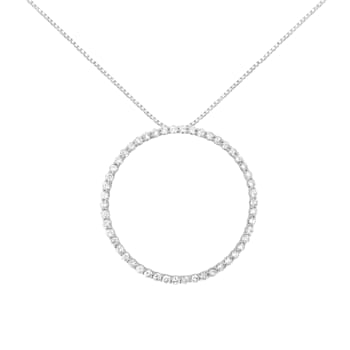 Sterling Silver 4ctw Round-Cut Diamond Open Circle Hoop Necklace (J-K
Color, I1-I2 Clarity)