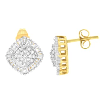 10K Yellow Gold 1/2ctw Diamond Cluster Cocktail Stud Earrings