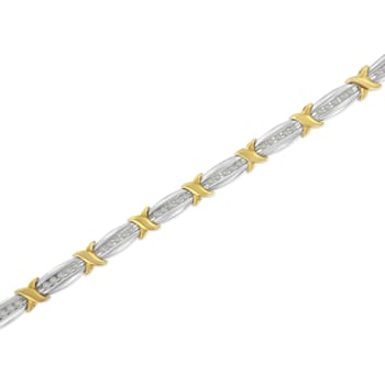 Sterling Silver 1ct TDW Diamond X-Link Bracelet (I-J, I2-I3) - 7"