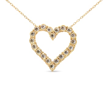 10K Yellow Gold Over Sterling Silver 1/2ctw Champagne Diamond Miracle
Plate Heart Necklace