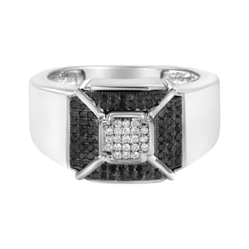 Sterling Silver 3/8ctw Composite Enhanced Black and White Diamond Men's
Band Ring (H-I, I2-I3)