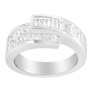 14K White Gold 2.0ctw Channel-Set Mixed-Cut Diamond Bypass Ring Band
(G-H Color, SI1-SI2 Clarity)