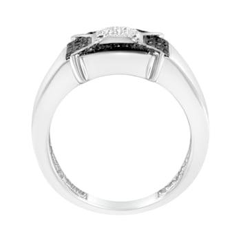 Sterling Silver 3/8ctw Composite Enhanced Black and White Diamond Men's
Band Ring (H-I, I2-I3)