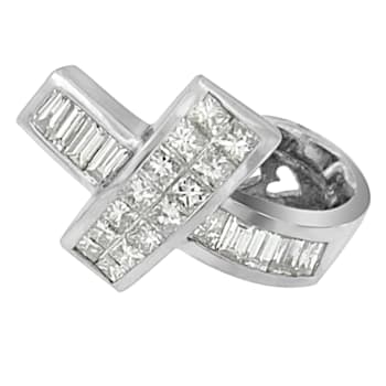 14K White Gold 2ctw Princess and Baguette Cut Diamond Ribbon Pendant
w\chain(H-I, SI-SI2)