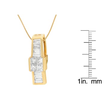 14K Yellow Gold 1 1/10ctw Mixed Cut Overlapping Diamond Drop Pendant
w\chain(H-I, SI1-SI2)