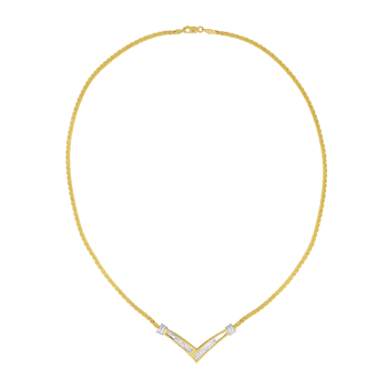 10K Two-tone Gold 1/2ctw Princess Cut Diamond “V” Shape Necklace (H-I
Color, SI2-I1 Clarity)