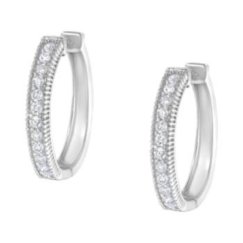 10K White Gold Diamond Hoop Earring 1.0ctw
