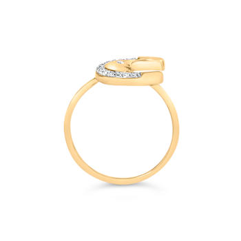 10K Yellow Gold 1/10ctw Diamond Crescent Moon Ring (I-J Color, I1-I2 Clarity)