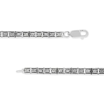 Sterling Silver 1ct. TDW Diamond-Encrusted Link Bracelet (I-J,I3) - 7"