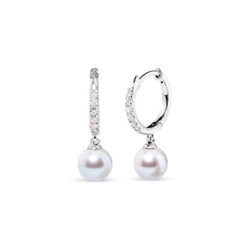 10K White Gold 6x6 MM Cultured Freshwater Pearl and Diamond Accent Drop
Huggy Earring