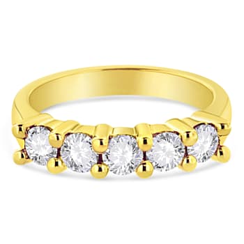 14K Yellow Gold Over Sterling Silver 1.0ctw Diamond 5 Stone Ring (J-K
Color, I1-I2 Clarity)