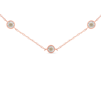 10K Two-tone Gold Over Sterling Silver Diamond Station Necklace (1/2
cttw, K-L Color, I2-I3 Clarity)